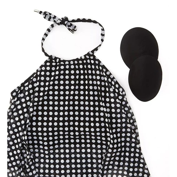 Women's Coco Reef Riviera Dot Mesh Tankini Swim Top Black Size 38DD NWT - Picture 4 of 6